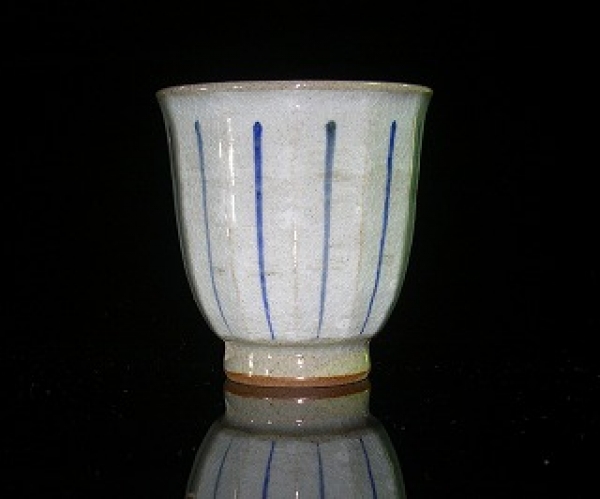 有田焼湯呑みおかめひょっとこ青(大)